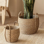 Wicker Planter Basket, Basket Planters for Indoor Plants, Rattan Grass Woven Flower Baskets, Planter Pot for Living Room,Floor Standing Storage,Balcony Garden Decoration (Large)