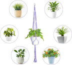 XXXFLOWER 3 Pack Macrame Plant Hanger Indoor Set with Hooks Handmade Woven Cotton Rope Flower Pot Crochet Plant Holder Stand Boho Plant Decor Hanging Planter Baskets Set of 3 with Beads Purple
