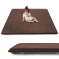 1.3" Thick Baby Play Mat for Floor, 79x79 Playpen Mat, Pro Soft Flannel Foam Mats Toddler Infant Kids Crawling for Nursery Rug Playroom Living Room Waterproof Easy Care Non-Slip (Brown)