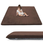 1.3" Thick Baby Play Mat for Floor, 79x79 Playpen Mat, Pro Soft Flannel Foam Mats Toddler Infant Kids Crawling for Nursery Rug Playroom Living Room Waterproof Easy Care Non-Slip (Brown)