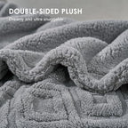EverGrace Jacquard Boho Sherpa Fleece Throw Blanket for Couch, Super Soft Cozy Fuzzy Plush Blankets for Winter, Reversible Thick Warm Blanket for Bed, Sofa, Living Room, Grey, 60" x 80"