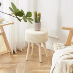 Cpintltr Footstool Ottoman Round Natural Seagrass Foot Stool Pouf Ottomans with Solid Wood Legs Hand Weave Footrest Step Stool for Living Room Bedroom Balcony Garden Natural