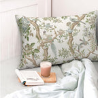 Green Floral Bird Pillow Covers 12x20 Set of 2 Chinoiserie Throw Pillows Green Vintage Flowers Bird Decorative Pillow Cases Outdoor Chinoiserie Decor Farmhouse Cushion Case for Couch Sofa