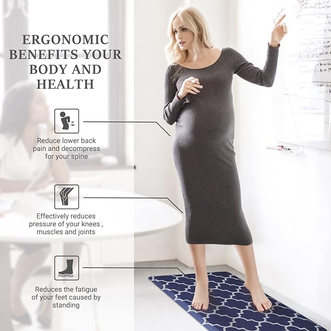 WISELIFE Kitchen Runner Rugs Anti-Fatigue mats,17.3"x 39",Non Slip Waterproof Ergonomic Comfort Mat for Kitchen, Floor Home, Office, Sink, Laundry,Blue
