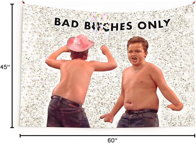Gibby Bad B*tches Only Tapestry, Funny Flag for College Dorm, Available in Sizes from 40" to 90", Skin-Friendly Soft High-Definition Meme Tapestry(Size:60"×45")