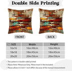 Burnt Orange Teal Rust Soft Velvet Throw Pillow Covers Set of 2 Abstract Vintage Metalic Copper Pillow Covers 18x18 Inch Retro Colorful Pillow Case For Sofa Couch Living Room Farmhouse Home Decor