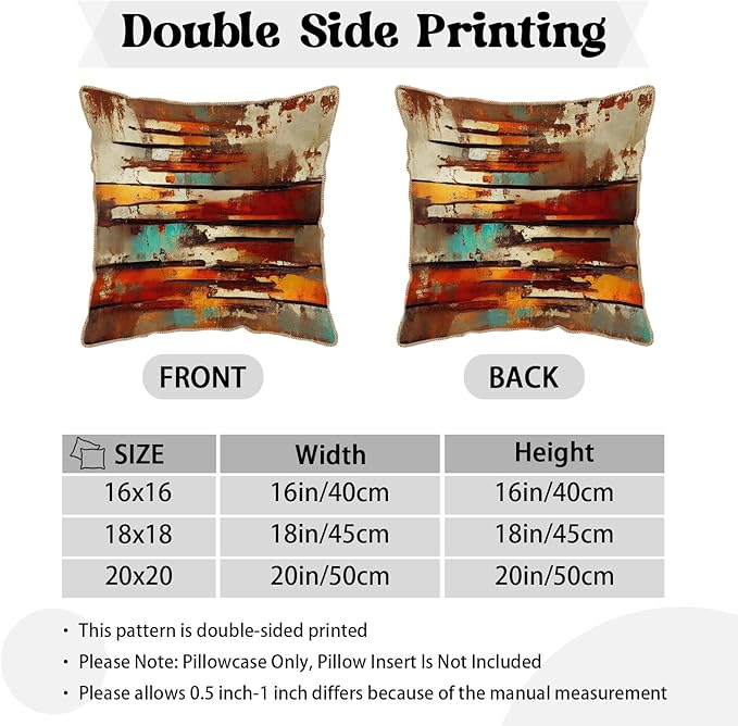 Burnt Orange Teal Rust Soft Velvet Throw Pillow Covers Set of 2 Abstract Vintage Metalic Copper Pillow Covers 20x20 Inch Retro Colorful Pillow Case For Sofa Couch Living Room Farmhouse Home Decor