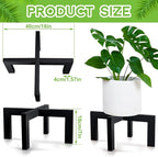 Wenqik 1 Pack 16 Inch Wood Plant Stand Wooden Plant Pot Holder Mid Century Rattan Flower Boho Rustic Stool Holder for Indoor Gardening Patio, Fit 8-18 Inch Pot (Black)
