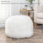 Fur Pouf Ottoman Unstuffed Floor Pouf White Ottoman Foot Rest NO Filler 20x20x12 Inches Round Poof Seat Floor Bean Bag Chair Foldable Floor Chair Storage for Living Room Bedroom White Cover ONLY