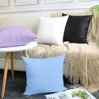 Thmyo 4-Pack 100% Cotton Comfortable Solid Decorative Throw Pillow Case Square Cushion Cover Pillowcase Sublimation Blank Pillow Covers DIY Throw Pillowcase for Sofa(18x18inch/45x45cm,Light Purple)