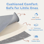 1.3" Thick Baby Play Mat for Floor, 79x79 Playpen Mat, Pro Soft Flannel Foam Mats Toddler Infant Kids Crawling for Nursery Rug Playroom Living Room Waterproof Easy Care Non-Slip (Light Grey)