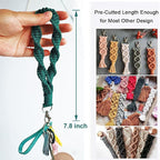 Ewparts Macrame Keychain Kit for Beginner Boho Adult Craft DIY Kits with Precut Macrame Cord 3mm with Instruction Tutorials to Make 8 Macrame Keychains Lanyards for Kids Women Starters DIY Crafts Kit
