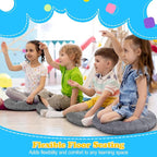 Fumete 8 Pcs 16 Inch Round Floor Cushions for Kids and Toddlers, Flexible Seating Classroom Furniture Floor Pillow for Home, Daycare, Preschool, Yoga and Meditation (Gray)
