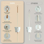 Macrame Plant Hanger Polyester Rope 42 Inch Outdoor Indoor Adjustable Hanging Planter for up to 10 Inch Plant Pot Modern Boho Home Decor (1, Ivory/Burnt Orange)