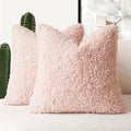Foindtower 2 Pieces 26x26 Inch Light Pink, Faux Fur Throw Pillow Cover Accent Sherpa Furry Pillow Covers Fuzzy Soft Pillowcases Cozy Sheepskin Decorative Fleece Cushion Case for Bed Couch Living Room