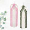 LB 2Pc Boho Macrame Wall Hanging Modern Aesthetic Wall Decor Pink and Green Hand Woven Cotton Macrame Wall Art with Wood beads Boho Tapestry for Home, Bedroom, Living Room