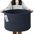 90L Large Blanket Basket,21.7"L x 21.7"W x 13.8"H Rope Woven Baskets with Handles, Toys Storage Bins,Laundry Basket Perfect for Living Room, Nursery,Bedroom,Home Organization,Dark Blue