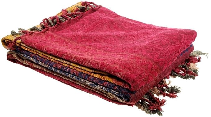 amorus Boho Sofa Cover, Chenille Jacquard Tassels Throw Blankets for Couch Bed, Decorative Sofa Slipcover Protector - Colorful Tribal Pattern (L,86 * 102inch)