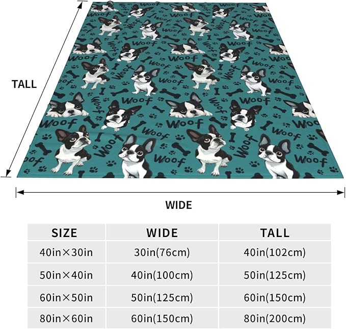 Dog Throw Blanket Soft Flannel Blanket 60"x50" in Bed Blanket Home Decor for Room Sofa Couch All Season