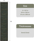 GENIMO Washable Floral Runner Rug 2x10, Non-Slip Long Hallway Carpet for Entryway, Kitchen, Indoor Floor Use, Vintage Boho Soft Thin Rug Décor, Dark Green