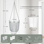 QCQHDU Self Watering Hanging Pots, 2 Pack 7.2 Inch Hanging Planters for Plants Indoor, Outdoor Flower Pots with Drainage Holes and 3 Hooks Chains for Garden Home (Clear)