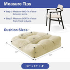 Outdoor Chair Cushions Set of 2, Patio Chair Cushions with Ties, 17x17+4” Tufted Outdoor Seat Cushions, Waterproof Patio Furniture Cushions, Outdoor Dining Chair Pads, Beige (Pack of 2)