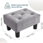 Poofzy Small Foot Stool Ottoman, Velvet Ottoman Foot Rest with Legs, Rectangle Foot Rest for Couch, Footstools and Ottomans Small for Living Room and Entryway (Gray)