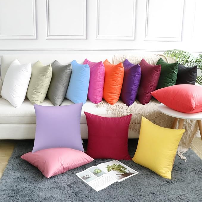 Thmyo 4-Pack 100% Cotton Comfortable Solid Decorative Throw Pillow Case Square Cushion Cover Pillowcase Sublimation Blank Pillow Covers DIY Throw Pillowcase for Sofa Bedroom(20x20 inch/ 50x50cm,Beige)