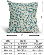 Teal Floral Pillow Covers 16x16 Set of 2 Vintage Rustic Old Style Cute Small Flower Blue Green Cream Print Decorative Outdoor Pillowcases Farmhouse Throw Cushion Case Decor for Couch Sofa Bed