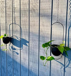 Shineloha 2 Pack Hanging Planters for Indoor Plants with 5.5" Pot + Ceiling Hook | Black Hanging Planter, Metal Plant Hanger, NO Plant incld