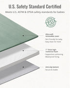 Blissful Diary Ultra Soft Baby Play Mat, 71x59 Extra Large Floor Mat with Removable & Washable Slip-On Cover for Babies and Toddlers, Sage Green