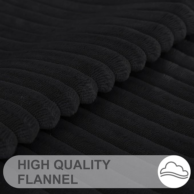 Simmore Decorative Spring Throw Pillow Covers 20x20 Set of 2, Soft Natural Plush Flannel Double-Sided Fluffy Couch Pillow Covers for Sofa Living Room, Black