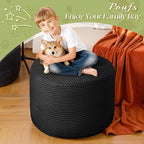 Round Corduroy Ottoman Foot Rest Pouf for Living Room Couch - Soft Plush Shredded Foam Filled Hassock Stool, Comfy Footstool