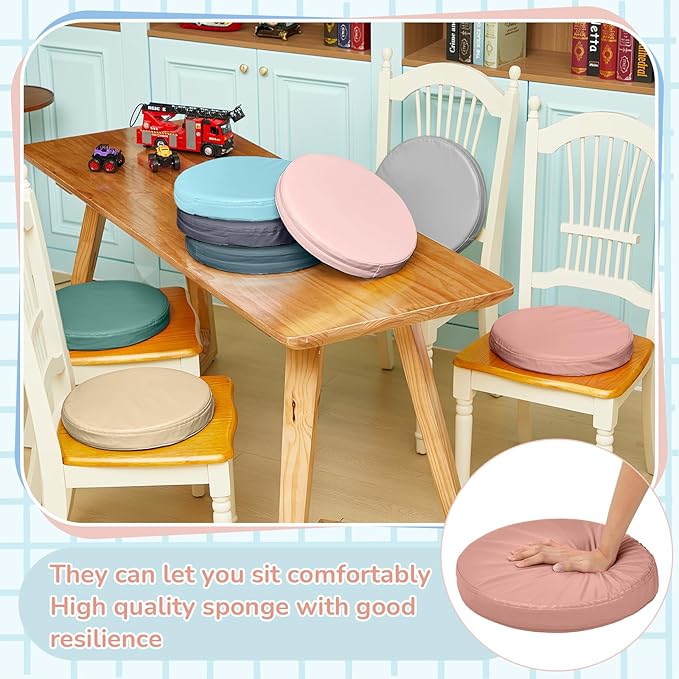 Juexica 8 Pcs Extra Thick Flexible Seating Floor Cushions Assorted Colored Floor Pillow Classroom Seat Cushions Soft Classroom Seating for Kids Learning Daycare School Chair(Light Morandi)