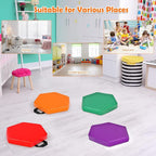 HONEY JOY 6PCS Floor Cushions for Kids, 15 Inch Flexible Alternative Portable Classroom Seating with Handles, Easy to Clean, Thick Soft Foam Hexagon Comfy Seats for Daycare Preschool (Hexagon, Red)