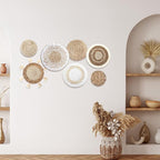 Beeveer 7 Pcs Boho Wall Baskets Decor Hanging Rustic Rattan Wicker Wall Basket for Farmhouse Living Rooms Bedrooms Kitchen Decorations(Classic Style)