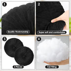 Namalu 2 Pcs Round Throw Pillow 13.8 Inch Decorative Round Velvet Floor Pillows Pumpkin Throw Pillows with Center Button for Thanksgiving Home Decor Living Room Sofa Couch Bed Chair (Black)