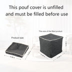 Louis Donné Unstuffed Storage Pouf Ottoman Cover - Square Cotton Linen Footstool Chair for Living Room Nursery, DIY Bean Bag for Stuffed Animal Storage, 18 x 18 Inch, Cover ONLY