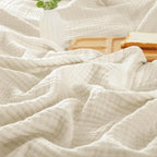PHF 100% Cotton Muslin Blanket King Size 108"x90", 4-Layer Lightweight Gauze Throw, Breathable Cloud-Soft Minimalist Blanket for Bed, Couch, Camping & Baby, Birch, Ideal Gift