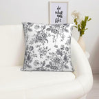 Dark Grey and White Floral Throw Pillow Covers 18x18 Set of 2, Vintage Flower Rustic Farmhouse Pillow Covers Outdoor Decorative Pillow Case for Couch Bed Sofa Cushion Home Decor
