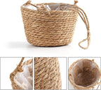 Ejoyous Hanging Planter Basket, Rustic Woven Flower Hangers for Indoor and Outdoor Plants Boho Style Hanging Straw Basket for Porches and Patio Decor (2pcs)