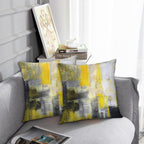 Emvency Set of 2 Yellow White and Black Throw Pillow Covers Modern Abstract Painting Decorative Pillow Cases Home Decor Standard Square 16x16 Inches Pillowcases