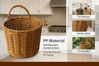 Handwoven Hanging Wall Baskets Set of 3 – Natural Rattan-Style Woven Storage Baskets with Handles, Multi-Size 7”/6”/5” for Kitchen, Fruit, Garlic, or Home Décor Organization