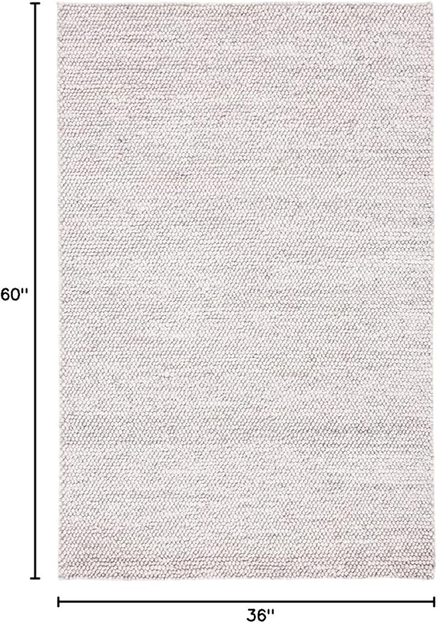 SAFAVIEH Area Rug 3x5 - Natura Collection - Grey & Ivory, Handmade Wool Blend, Textured Design, Ideal for Living Room, Bedroom, Dining Space (NAT425F)