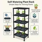 5-Tier Seed Starter Trays, Plant Stand, with Bottom-Watering Design– Reinforced Thickened Shelf for Small Pots, Balcony/Indoor Seed Starting & Greenhouse, Black