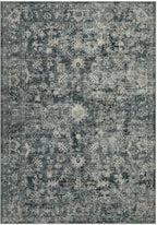 3x5 Rug for Entryway Bedroom, Blue 3x5 Washable Area Rug, Vintage Retro Boho Throw Rug, Non Slip & Low Pile Small Carpet for Indoor Kitchen, Bedside, Living Room, Bathroom and Dining