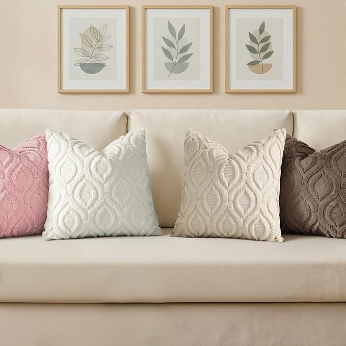 decorUhome Cozy Textured Euro Sham Throw Pillow Covers 26x26 Inch Set of 2, Soft Plush Faux Wool Pink Accent Couch Pillow Covers for Modern Farmhouse Sofa Bed Living Room