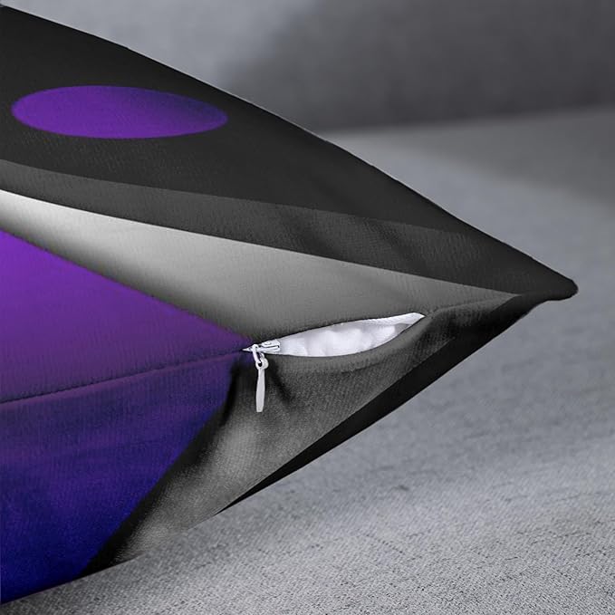 Emvency Set of 4 Purple Throw Pillow Covers Modern Abstract Black Grey Stripes Gray White Acrylic Bold Decorative Pillow Cases Home Decor Square 18x18 Inches Pillowcases