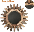 Emfogo Wall Mirror 21 inch Large Rustic Wood Boho Mirror Wall Decor Boho Room Decor Home Decor Aesthetic Farmhouse Decor for Bedroom Living Room Entryway(Tri-Color)