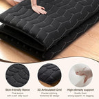 Premium Foam 3.2" Thick Japanese Futon Floor Mattress - Full Size 54"x80" 100% High-Density Foam,Comfortable Sleeping Pad,Tatami Mat for Dorm,Bedroom or Guest Room，Boys Girls Dormitory Pads(Black)